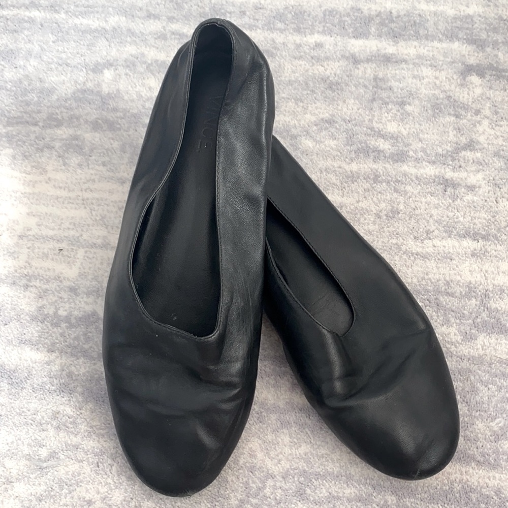 Vince black leather flats